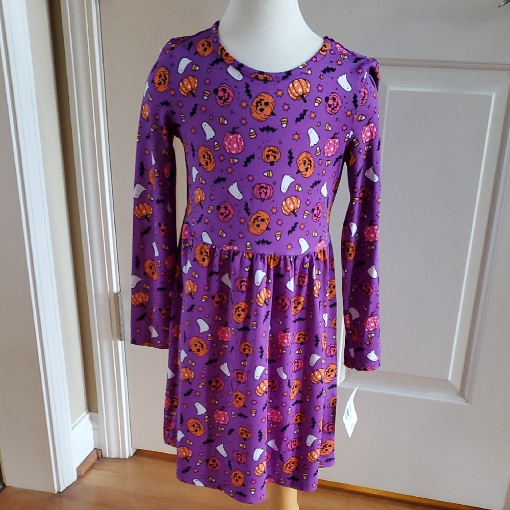 Girls Happy Halloween Poly Knit Casual Dress Pumpkins Size 6/6X 10/12 14/16 NWT